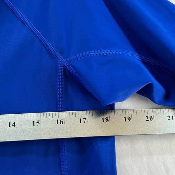 Lands' End Rash Guard Swim Top Youth L Short Sleeve Mock Neck Stretch Royal Blue - Picture 7 of 11